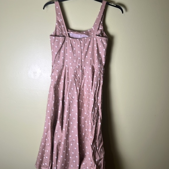 BAILEY Blue Feminine, mob wife Romantic,boho,Polka Dot , fairy,flare Dress - Picture 5 of 6